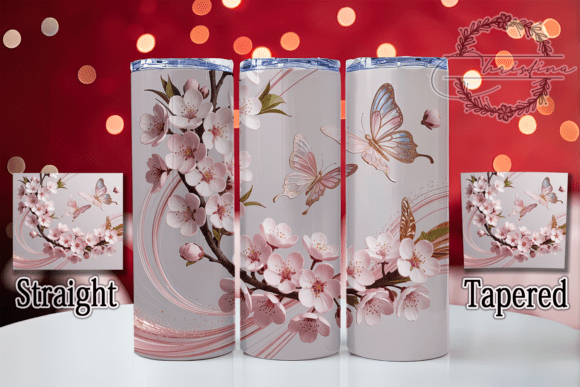3D Cherry Blossom Butterfly Tumbler: A Digital Design for Creative Drinkware Projects