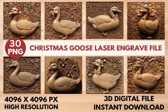 3D Christmas Goose Laser Engrave File: Crafting Unique Holiday Decor