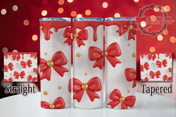 3D Coquette Santa Bow Tumbler: A Festive Design Asset