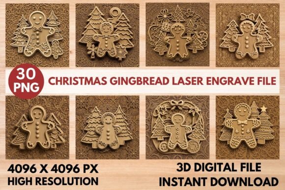 3D Gingerbread Man Laser Engrave File: Elevate Your Holiday Projects