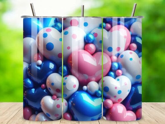 3D Heart Valentine 20oz Tumbler Wrap V.1