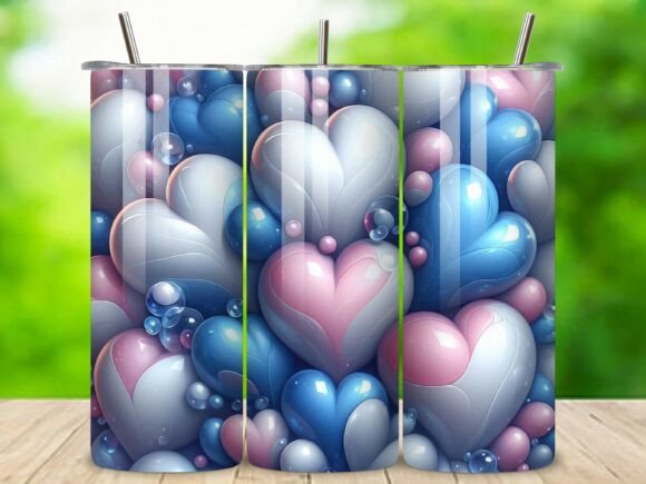 3D Heart Valentine 20oz Tumbler Wrap V,9