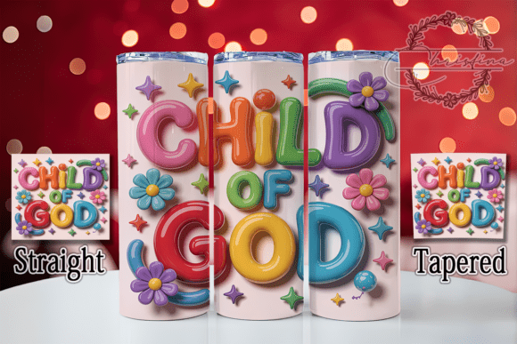 3D Inflated Child of God Tumbler: A Digital Asset for Faith-Based Drinkware
