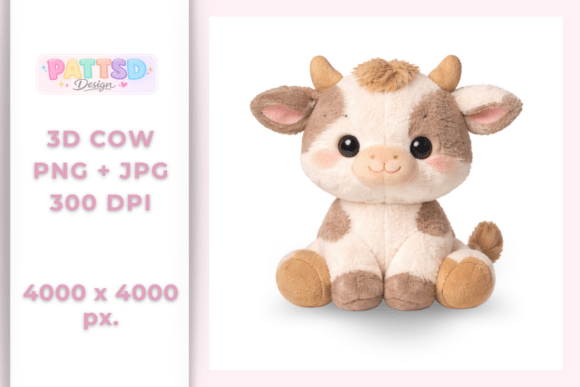 3D Plush Cow – Cute Baby Animal