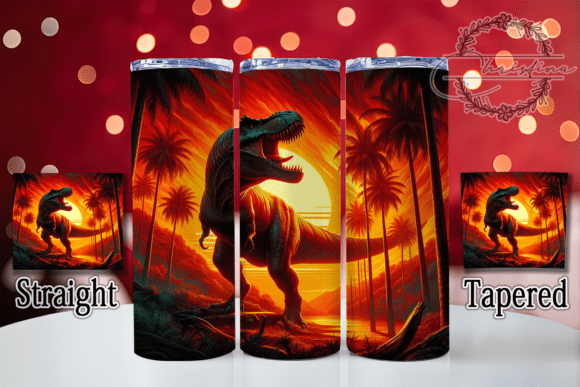 3D T-Rex Grunge Red Sun Tumbler: A Strategic Design Asset for Custom Drinkware