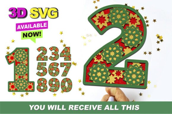 Arabic Numbers 3D SVG for Instant Download