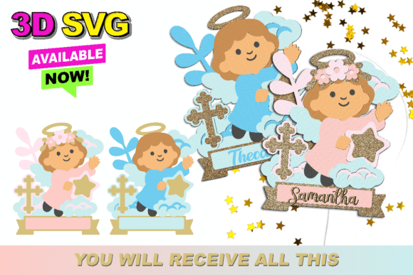 Baptism Angel Topper 3D SVG: Elevating Your Celebration with Instant Digital Access