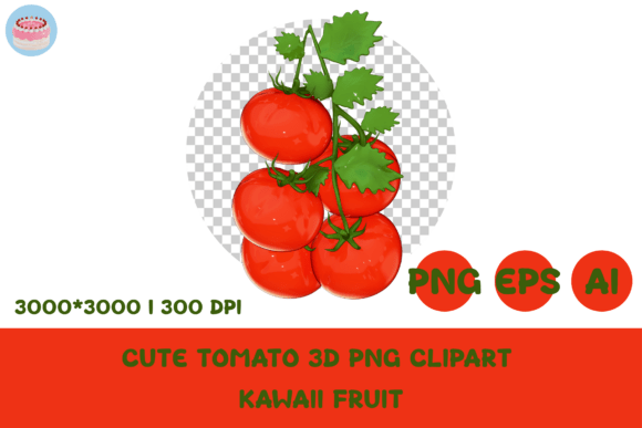 Cute Tomato 3D PNG Clipart Kawaii