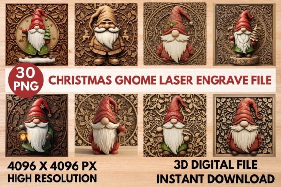 Transform Your Holiday Crafting with 3D Christmas Gnome Laser Engrave Files